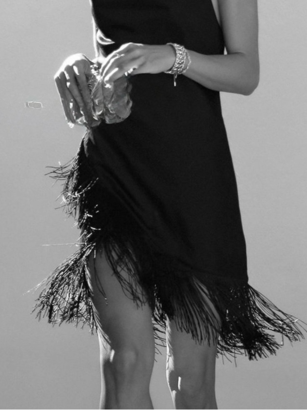 🎉New Zara Black Fringe Mini Slip Dress, NWT, versatile glam, chic party piece.